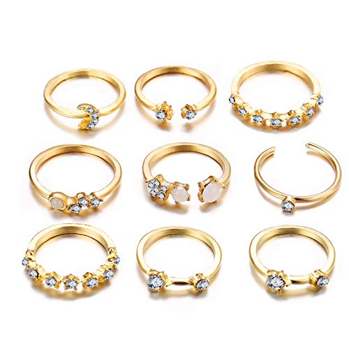 Sither 13 Pcs Women Rings Set Knuckle Gold Bohemian Rings for Girls Vintage  Gem Crystal Joint Knot Ring for Teens Party Daily Fesvital Jewelry