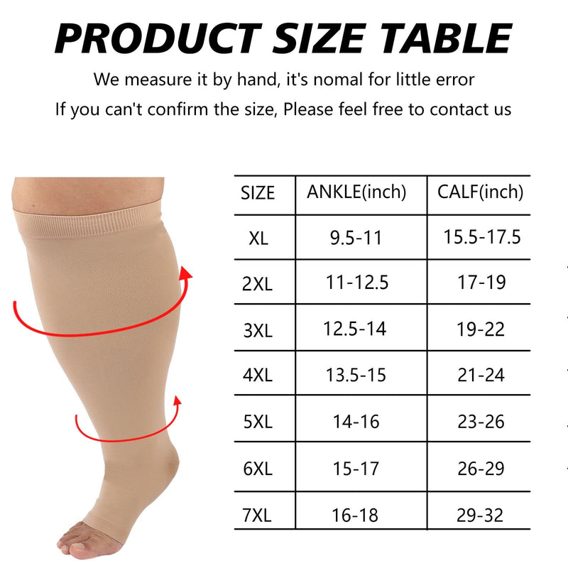 S M L XL 2XL 3XL 4XL Wide Calf Plus Size Compression Socks Women