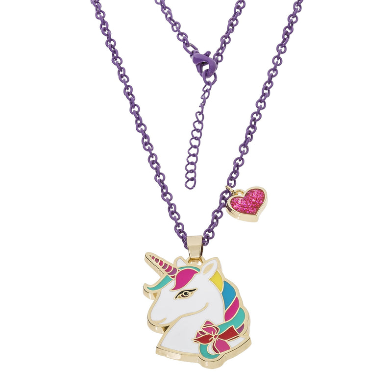 [Australia] - Jojo Siwa Unicorn with Heart Charm Pendant Necklace, 16"+3", Multi, Medium (NH00674YL-16) 