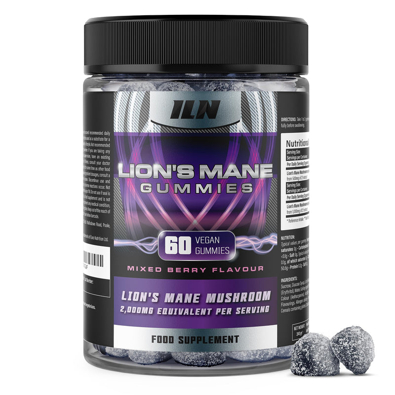 [Australia] - Iron Labs Nutrition Lions Mane Gummies - 1000mg Vegan Lion's Mane Supplement 1000mg - 60 Vegan Gummies (Mixed Berry Flavour) - Mushroom Gummies for Adults 