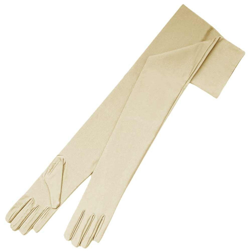 [Australia] - ZAZA BRIDAL 23.5" Long 4-Way Stretch Matte Satin Dress Gloves Opera Length 16BL Dark Ivory 