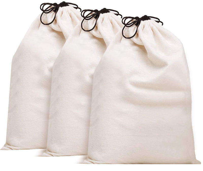 MISSLO Cotton Breathable Dust-proof Drawstring Storage Pouch Bag (Pack 3 L)  Large