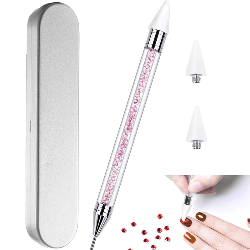 Vikerer 2 Pack Rhinestone Picker Diamond Painting Dotting Pen Dual-end  Rhinestones Pickup Tool for Nail Gems Stones Crystals DIY Nail Art Crafts  with 2 Extra Tips and 1X Tweezer White Pink