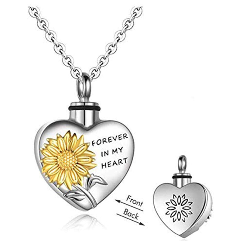 SEIRAA Urn Necklaces for Ashes in My Heart Flower Pendant Memory Locket  Necklace Cremation Gifts Ashes box necklace