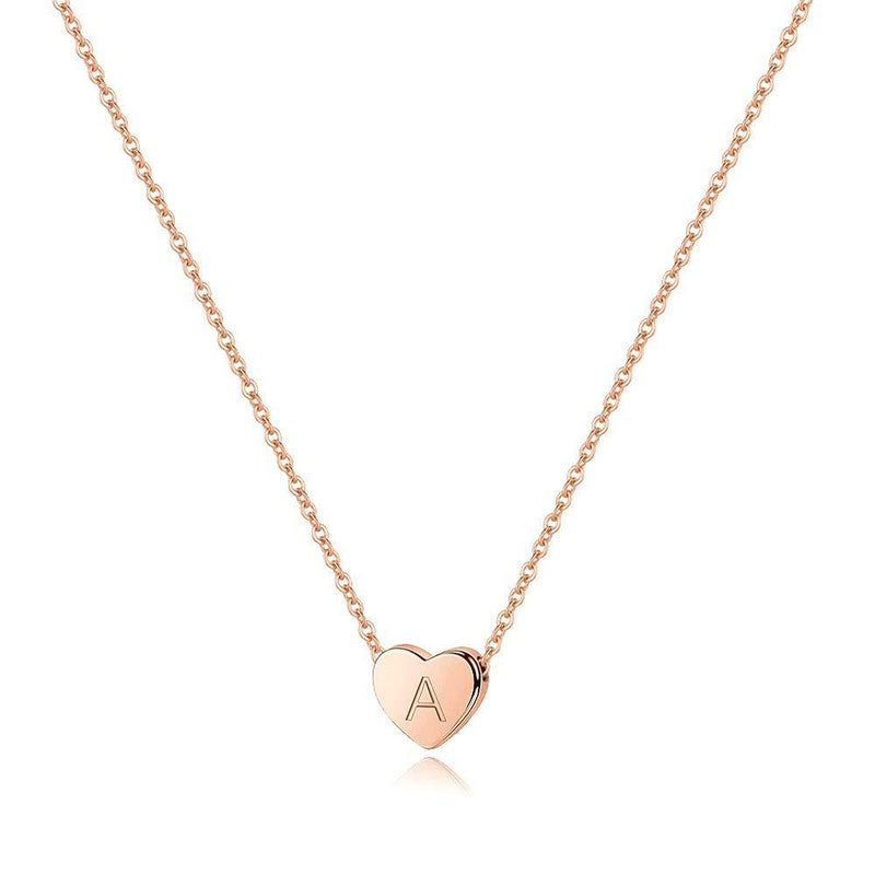 [Australia] - Turandoss S925 Sterling Silver Initial Necklace for Girls Women, Dainty Hypoallergenic Sterling Silver Letter Initial Heart Necklace for Teen Girls Kids Jewelry Gifts A-Rose Gold 
