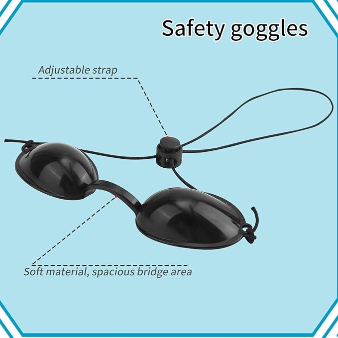 [Australia] - Safety Goggles Eye Patch with Portable Box IPL Eye Patch Safety Tanning Goggles Sunbed Tanning for IPL UV Infrared Rays Therapy (Black) 