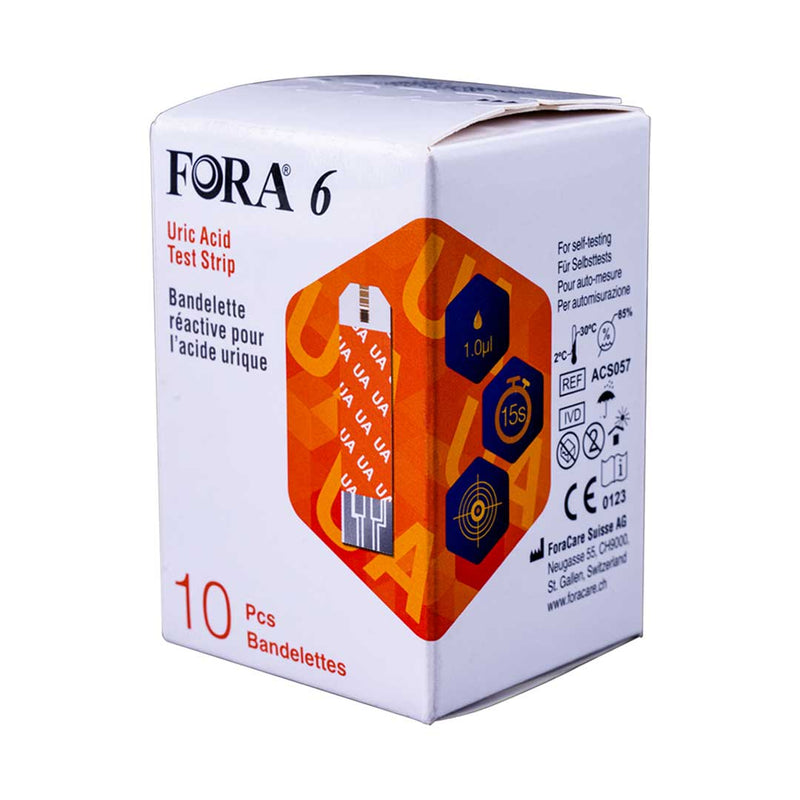 [Australia] - FORA 6 Connect 10 Blood Uric Acid Test Strips (10pcs/Box) 