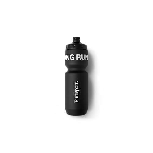 Puresport Energy Gels Variety Pack (Berry/Orange, 6 Pack) Fast-Release 30g DualCarb Gels Designed for Runners, Matte Black Sports Water Bottle