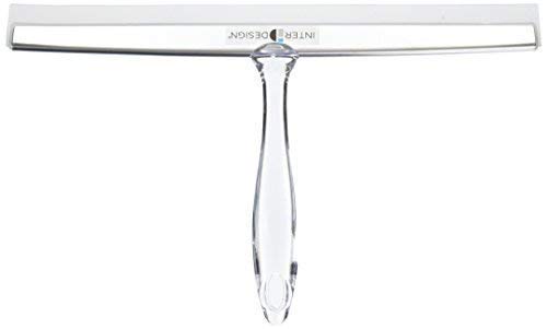 [Australia] - iDesign Zia Metal and Plastic Bathroom Squeegee for Shower, Glass Doors, Floors, Mirrors, with Suction Hook Holder , 12 Inches, Clear and Stainless Steel 12" Inch Set of 1 