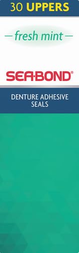 Sea Bond Secure Denture Adhesive Seals, Fresh Mint Uppers, Zinc-Free, All-Day-Hold, Mess-Free, 30 Count (Pack of 2) 30 Count (Pack of 2)