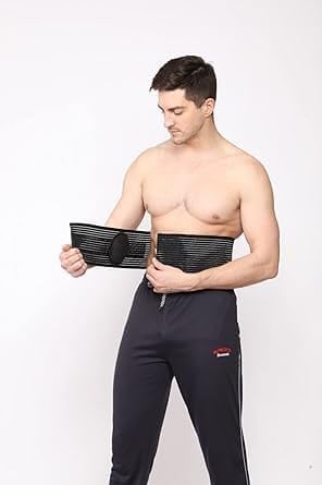 Cotton Umbilical Hernia Belt for Men & Women | Hernia Support Brace | Navel Hernia Pain Relief and Comfortable Support (Size-L, Black) Large
