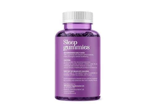 Natural Sleep Support for Men & Women – Supports Calm Mood, Relaxation & Restful Sleep – 60 Vegan Gummies - with L-theanine, Chamomile Extract, Lemon Balm Extract, Glycine and Vitamin B6