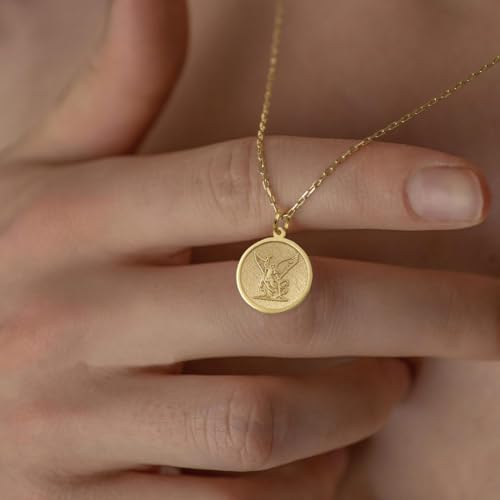 LKBEADS 925 Sterling Silver Gold Plated Saint Michael Pendant |LK_NLC_01514