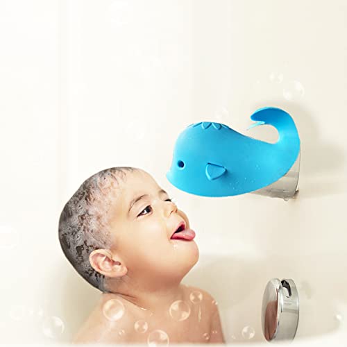 [Australia] - Bath Spout Cover for Bathtub,Baby Shower Protector Cover A Fun Way to Protects Baby from Bumping Head During Bathing Time Cute Soft Whale Design Making for Enjoyable Safe Baths (1 Pack,Blue) Blue 