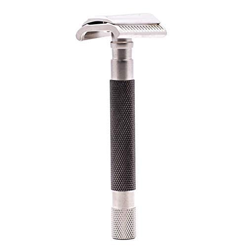 [Australia] - Parker Semi-Slant Safety Razor – Graphite Finish | Close Shaving Double Edge Razor for Sensitive Skin & Coarse Hair | Slanted Precision Head + 5 Platinum DE Blades | Iconic Brand 