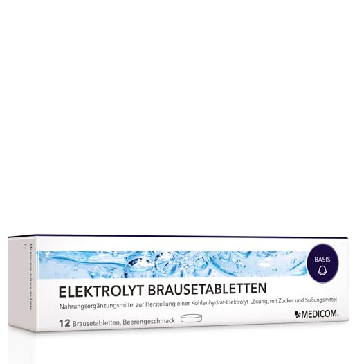 [Australia] - Medicom - Electrolyte effervescent tablets, electrolytes and carbohydrates for endurance, sodium, potassium, chloride, dextrose, berry flavor, hydration, vegan - 12 effervescent tablets 