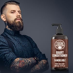 [Australia] - Viking Revolution - Beard Conditioner - Beard Conditioner for Men with Argan Oil & Jojoba Oil - Softening & Strengthening - Sandalwood Fragrance - 500 ml 