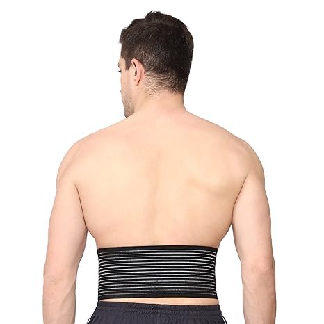 Cotton Umbilical Hernia Belt for Men & Women | Hernia Support Brace | Navel Hernia Pain Relief and Comfortable Support (Size-L, Black) Large