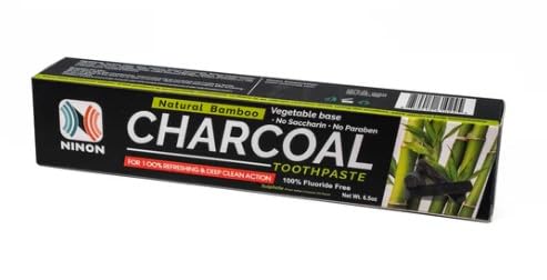 [Australia] - Ninon Charcoal Toothpaste (6.5oz) 2 Pack- 100% Fluoride Free - No Saccharin - No Paraben - Vegetable Base 