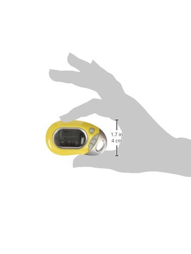 [Australia] - PE771 Walking 3D Pedometer with Clip and Strap | 7 Day Memory, Accurate Step Counter, Walking Distance Miles/Km, Calorie Counter, Target Goal, Active Time Yellow with Holster/Belt Clip 