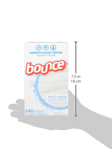 [Australia] - Bounce Free & Gentle Dryer Sheets, 240 Sheets, Unscented Fabric Softener Sheets, Hypoallergenic and Dermatologist Tested 240 Count (Pack of 1) 