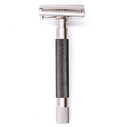 [Australia] - Parker Semi-Slant Safety Razor – Graphite Finish | Close Shaving Double Edge Razor for Sensitive Skin & Coarse Hair | Slanted Precision Head + 5 Platinum DE Blades | Iconic Brand 