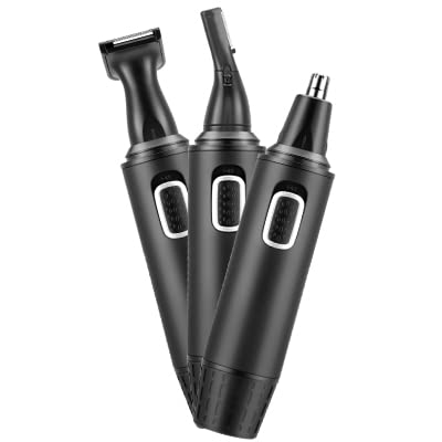 [Australia] - Men's Nose Hair Trimmer, 4 in 1 Rechargeable Nose Hair Trimmer and Ear Hair Trimmer for Men and Women with USB Type-C Cable, IPX7 Waterproof, Dual Blades, Easy Cleaning, Black 