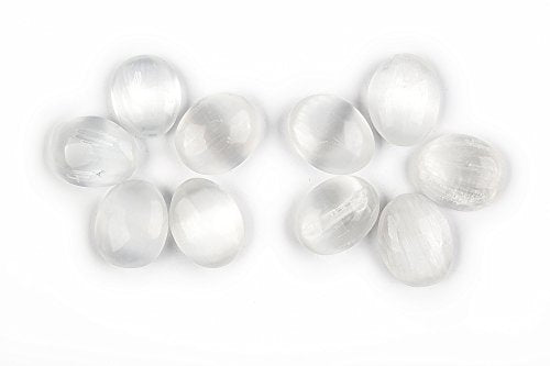 JIC Gem 10 pc Natural Selenite Palm Stone Rocks 5cm for Reiki Chakra Healing Home Decor