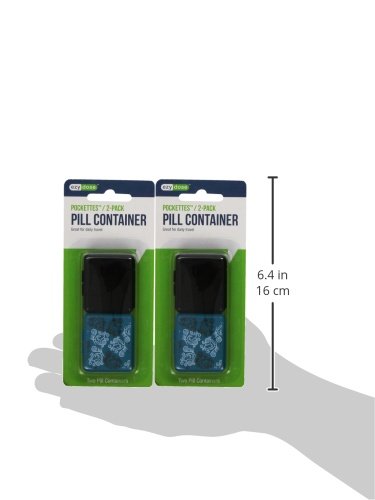 Ezy Dose Daily Pocket Pharmacy Travel Pill Organizer, Design May Vary | 2 Pack, Small Vitamin Organizer, Compact Medicine Container, Travel Friendly, Portable Pill Box, BPA Free Color/Design May Vary 2-Pack