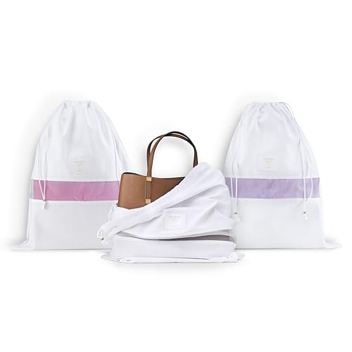 Luxury Organic Cotton Dust Bags For Handbags - 6 Pack (Med-Large) - Handbag, Purse and Shoe Bags for Storage - Certified Carbon Neutral