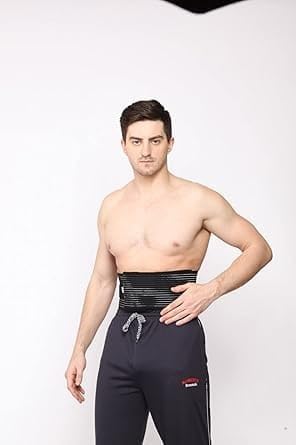Cotton Umbilical Hernia Belt for Men & Women | Hernia Support Brace | Navel Hernia Pain Relief and Comfortable Support (Size-L, Black) Large