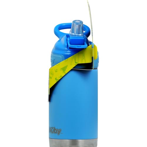 [Australia] - Nuby Thirsty Kids No Spill Flip-It Reflex Stainless Steel Travel Cup or Water Bottle - 10 Oz - 18+ Months - Blue 