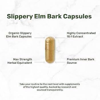 AMINOLAB - Slippery Elm Bark 5000mg 240 Capsules - Supports Throat & Respirtory Health, Relieves Heart Burn - HIGH in Fibre