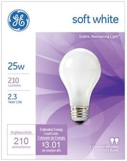 BULB SFTWHT 25A/W PK2 GE