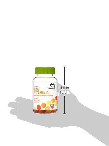 [Australia] - Amazon Brand - Mama Bear Organic Kids Vitamin D3 25 mcg (1000 IU) Gummies per serving, Bone and Immune Health, Strawberry, 80 Count 80 Count (Pack of 1) 