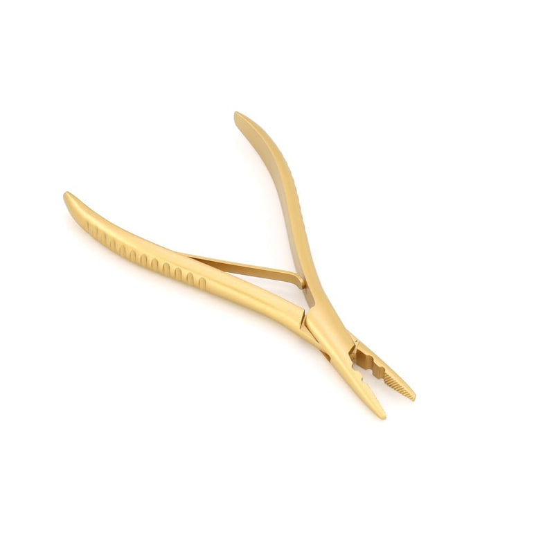 Hair Extension Tool Stainless Steel Hair Pliers with 2 Holes Microlinks Remover Beads Opener Tool Weft Extension Hair Styling Hair Beauty Salon Accessories Gold