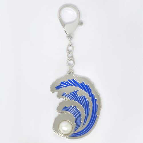 Feng Shui Water Wave with Purple Pearl Good Fortune ＆ Wealth Keychain Amulet Keyring