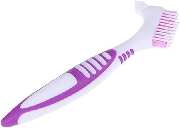 [Australia] - Premium Denture Cleaning Brush Set with Multi-Layered Bristles & Ergonomic Rubber Handle, Portable Denture Double Sided Brush for False Teeth Cleaning Orange 