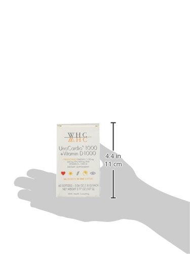 [Australia] - WHC, UnoCardio 1000 Fish Oil, 1300 mg of Pure Triglyceride Fish Oil with Omega-3 (1180 mg), 665 mg EPA and 445 mg DHA and 25 mcg (1000 IU) Vitamin D3 per softgel, Natural Orange, 60 softgels 