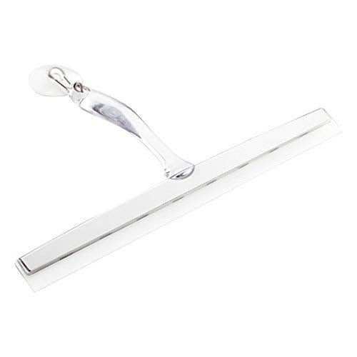 [Australia] - iDesign Zia Metal and Plastic Bathroom Squeegee for Shower, Glass Doors, Floors, Mirrors, with Suction Hook Holder , 12 Inches, Clear and Stainless Steel 12" Inch Set of 1 