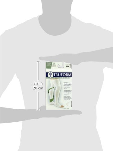 [Australia] - Truform Surgical Stockings, 18 mmHg Compression for Men and Women, Thigh High Length, Open Toe, Beige, White, Large Large (1 Pair) 