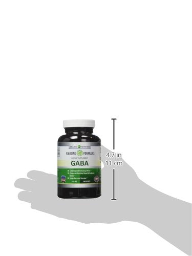 Amazing Formulas GABA Supplement | 750 Mg per Serving | 100 Veggie Capsules | Non-GMO | Gluten-Free | Made in USA | Ideal for Vegetarians Unflavored - 100 Count