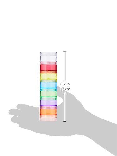 Ezy Dose Weekly (7-Day) Daily Stackable Pill Case, Medicine Planner, Vitamin Organizer Box, Medium Detachable Compartments, Easy to Use, Rainbow Colors, BPA Free