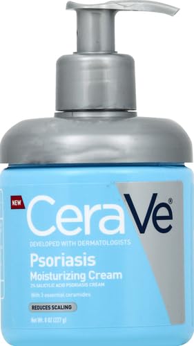 CeraVe Psoriasis Cream, Salicylic Acid Moisturizing Dry Skin Treatment, 8oz | Medicated Skin Care Formula with Urea, Lactic Acid, and Niacinamide Gently Exfoliates To Relieve Scaling and Itchy Skin 8 Ounce (Pack of 1)