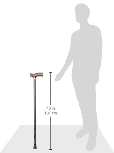 [Australia] - DMI Lightweight Aluminum Adjustable Walking Cane with Derby-Top Handle, Woodgrain Blue Ice 