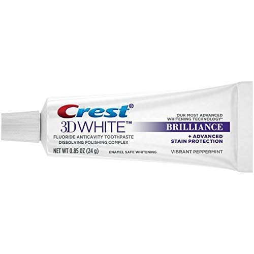 Crest 3D White Brilliance Toothpaste, Vibrant Peppermint, Travel Size, 0.85 oz (24g) - Pack of 12 0.85 Ounce (Pack of 12)