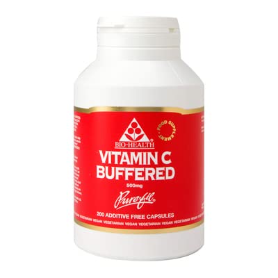 Bio-Health Buffered Vitamin C Tablets, Pure Vitamin C Supplements, Bonded with Calcium for Boosting Immune System, Stomach Friendly, Suitable for Vegetarians and Vegans, Additive Free, 200 Capsules