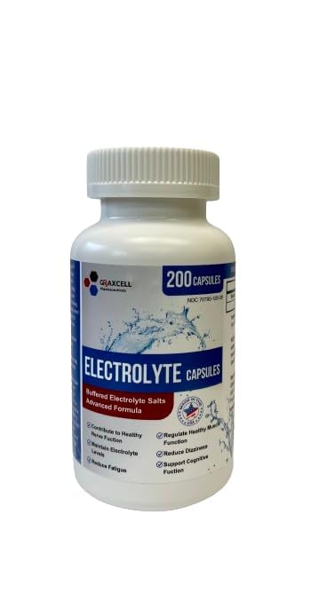 [Australia] - Electrolyte Capsules 200 Count Bottle | 500mg Sodium, 100mg Potassium | Non-GMO Vegan Allergen-Free Supplement for Hydration & Balance | Made in The USA 