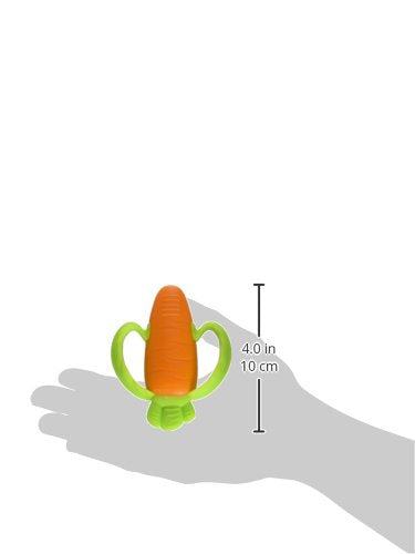 [Australia] - Infantino Lil' Nibbles Textured Silicone Baby Teether - Sensory Exploration and Teething Relief with Easy to Hold Handles, Orange Carrot, 0+ Months 