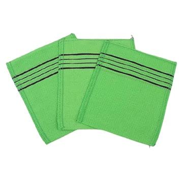 [Australia] - Daesung Sweetener, Korean Exfoliating Glove (3 pcs), Peeling Towel, Korean exfoliating Bath Washcloth (3 pcs), Death Skin Remover Made in Korea, Green 
